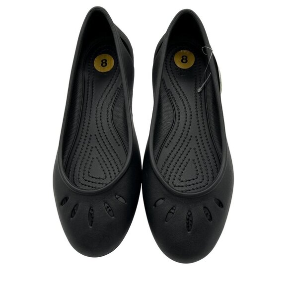 Crocs NEW Womens 8 Kelli Black Ballet Flat Shoes Slip On Comfort Loafer Office - Picture 3 of 11